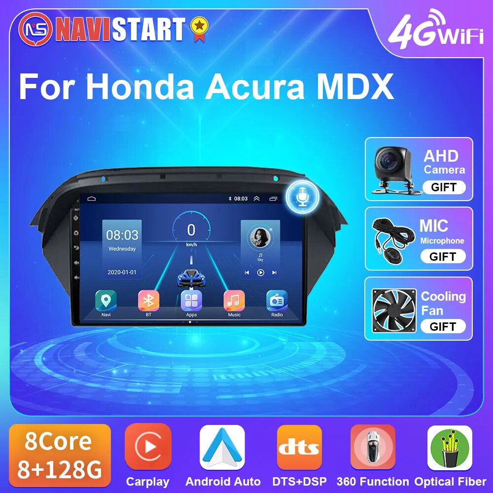 NAVISTART Android 10 Car Radio For Honda Acura MDX 2007 - 2013 With Screen Navigation 4G WIFI GPS Multimedia Video 2 Din No DVD
