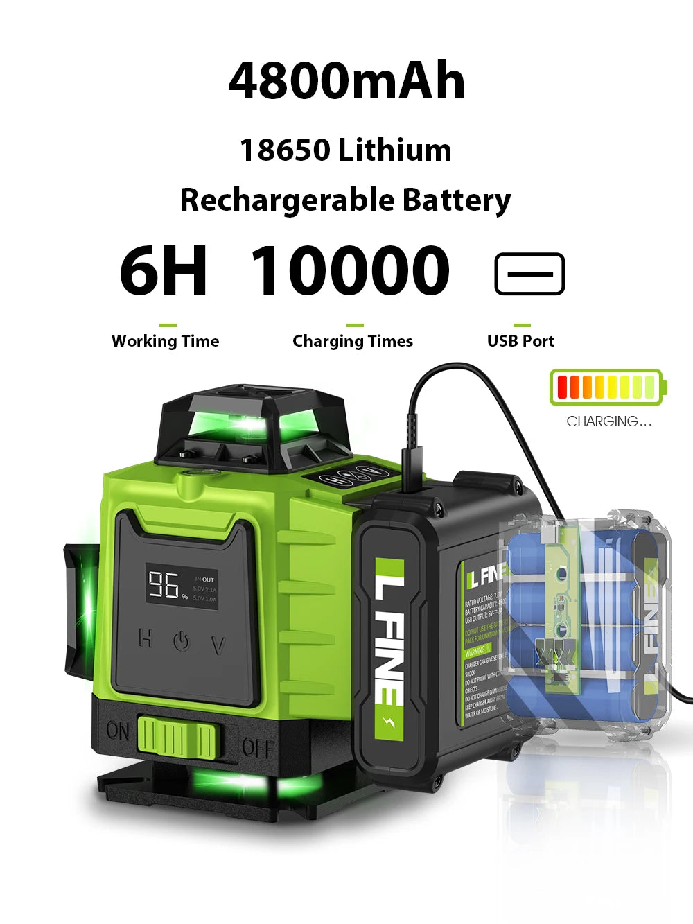 LFINE 3D/4D Laser Level 12/16 Lines Horizontal And Vertical With Remote Control 8 Lines 360°Self-leveling Laser Levels