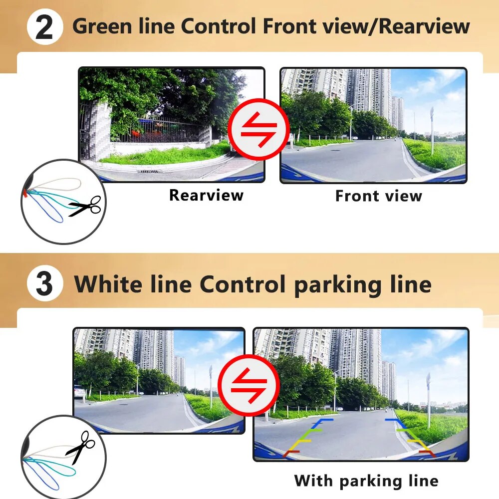 Smartour 2K AHD 1080p Golden Lens HD Car Rear View Camera Night Vision 180 Degree Parking Reverse Camera For Car Accessories