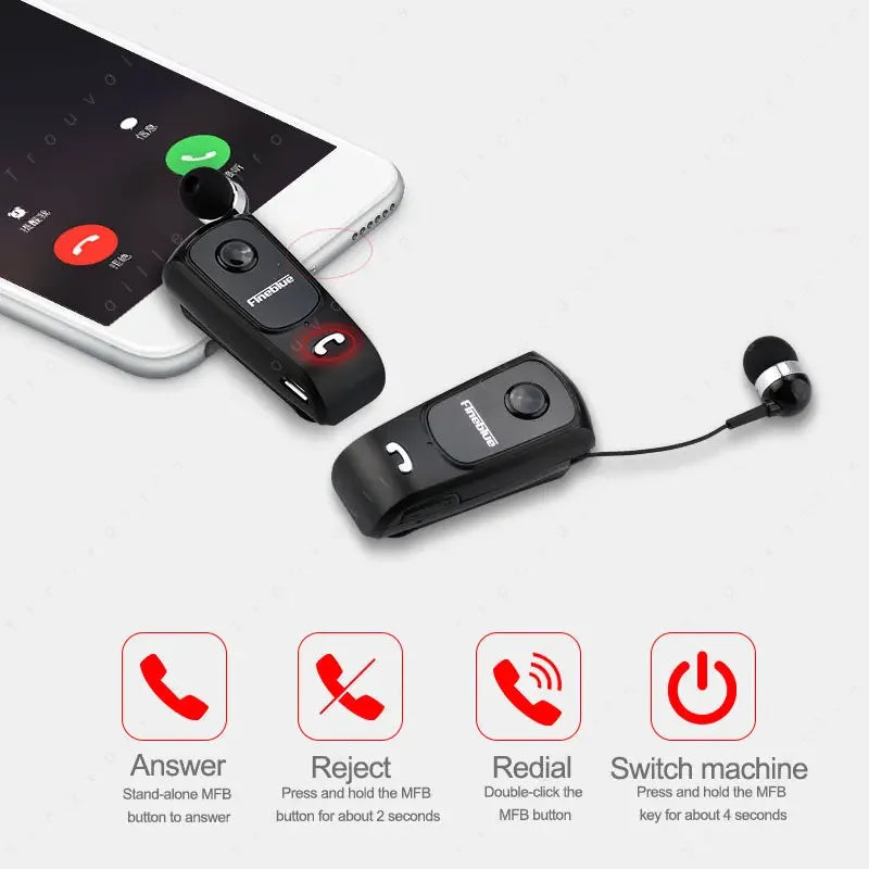 Fineblue F920 Collar Clip Wireless Earphone Lotus Bluetooth Headset with Volume Control Handsfree for Apple Samsung Xiaomi Phone