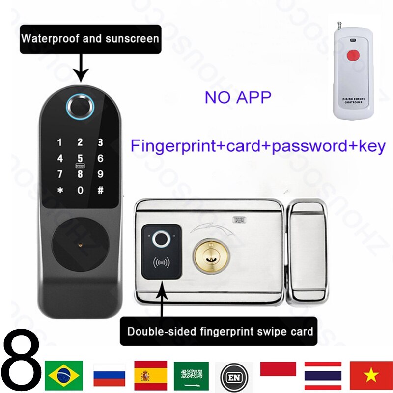 Tuya Wifi Smart Door Lock APP Remote Control TTlock Bluetooth Fingerprint Biometric Digital Passcode Card Rim Electronic Lock