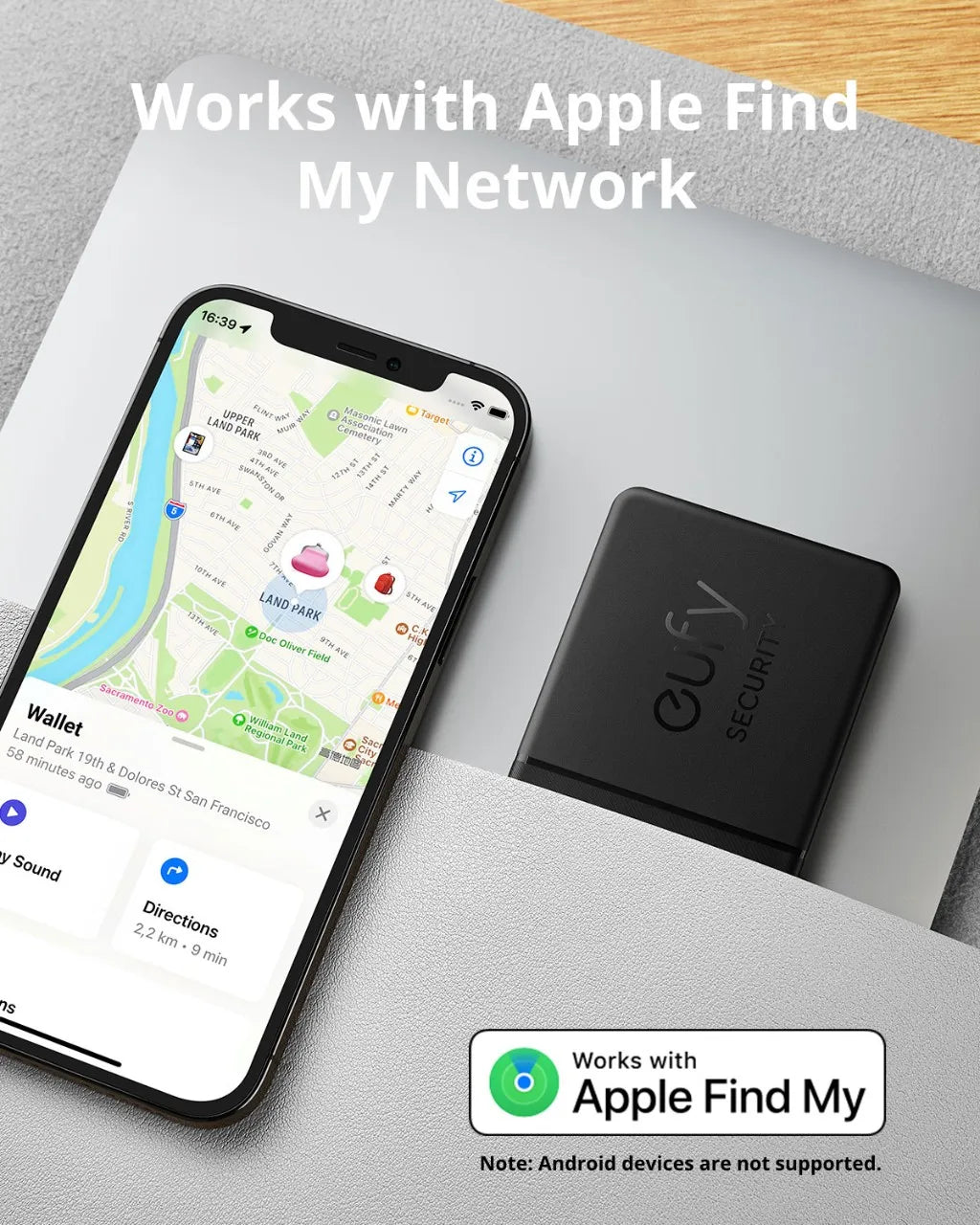 eufy Security SmartTrack Card Works with Apple Find My Wallet Tracker Phone Finder Water Resistant 3-Year Battery Life