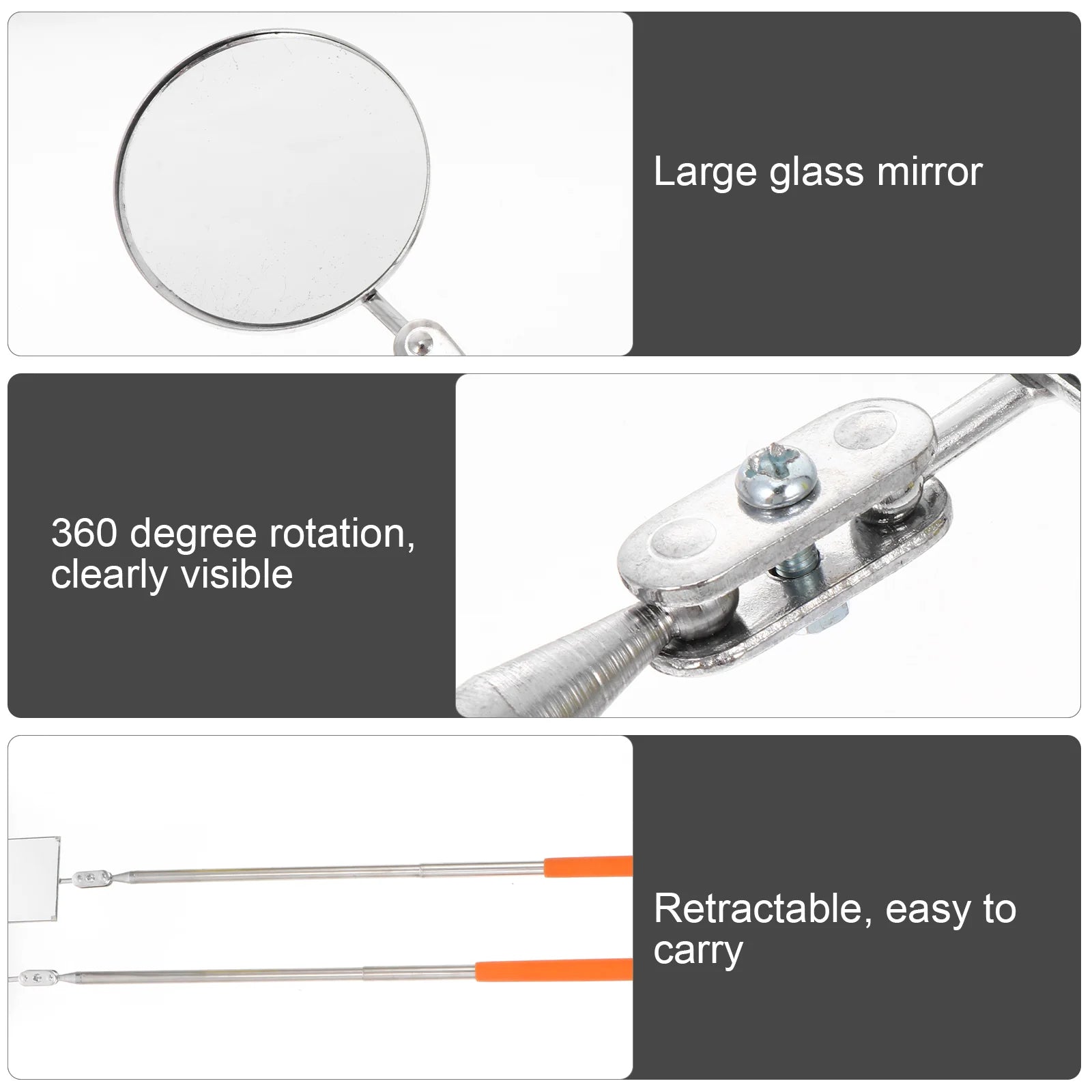 2pcs Inspection Tool Inspection Mirror Telescopic Mirror Swivel Inspection Mirror for Outdoor Car