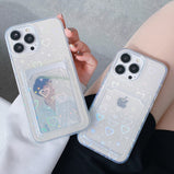 Card Holer Laser Love Heart Case For Iphone 11 Covers Iphone 13 14 Pro Max 12 XR X Xs 7 8 Plus SE 2020 Card Slot Silicon Fundas