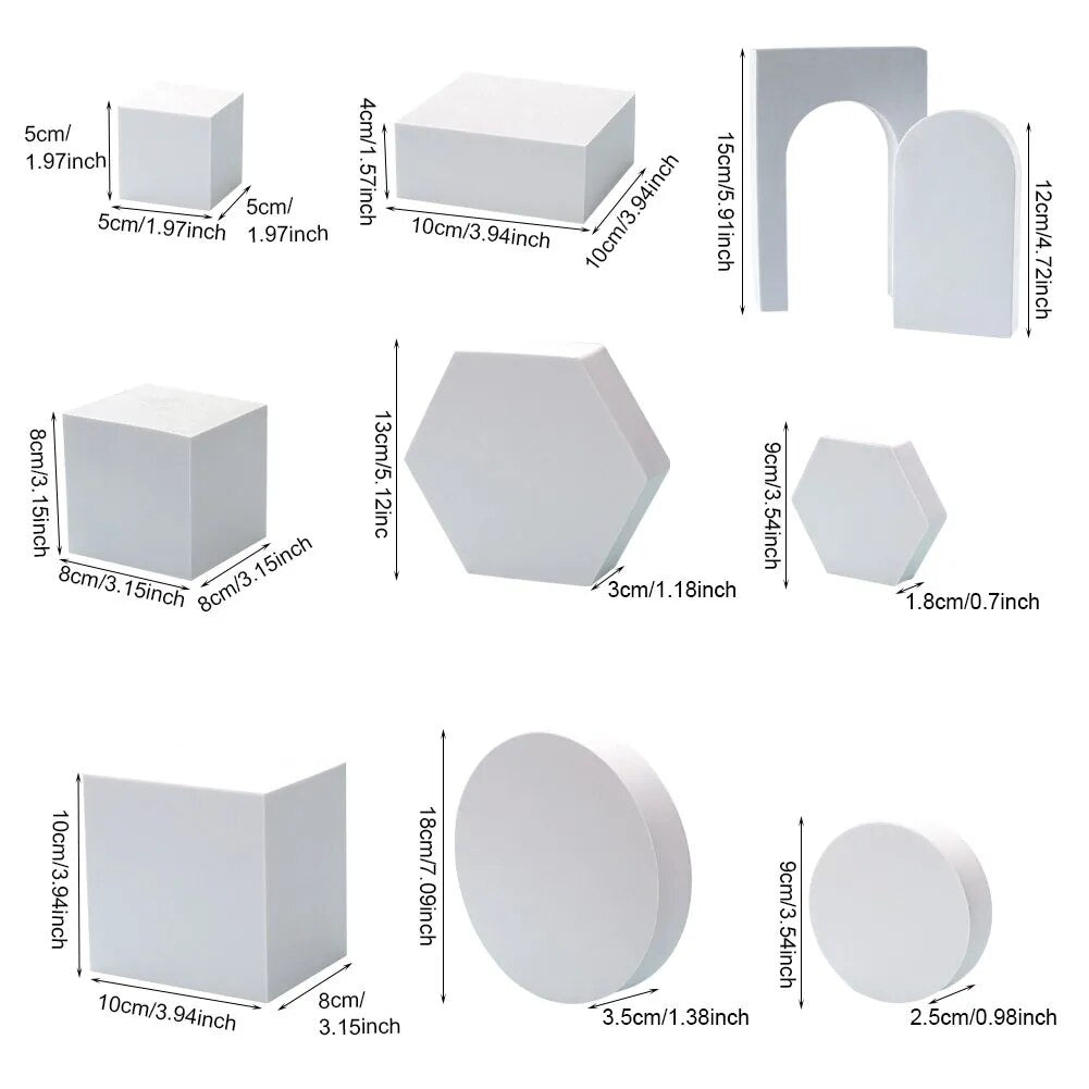10pcs/set Photography Photo Geometric Cube Props Jewelry Display Shooting Background Prop Solid Foam Photography Photo Accessory