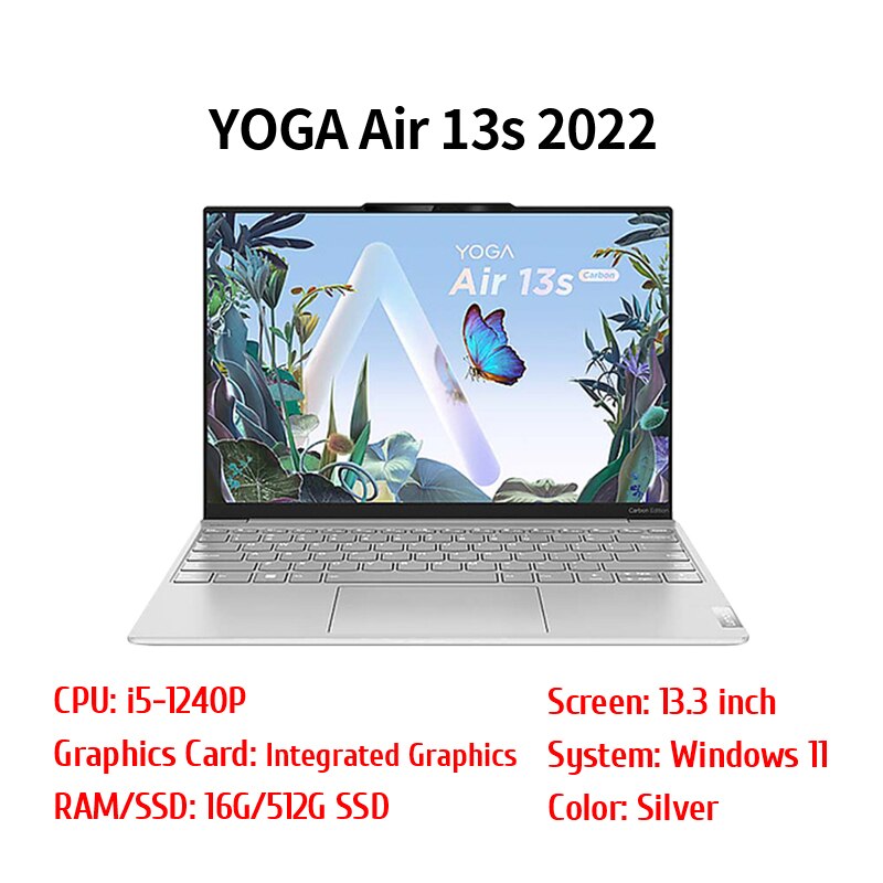 Lenovo Laptop Yoga Air13s 2022 i5-1240P 16GB 512GB SSD 2.5K 90Hz 13.3 Inch Touch Screen Thin Light Notebook Computer Windows 11