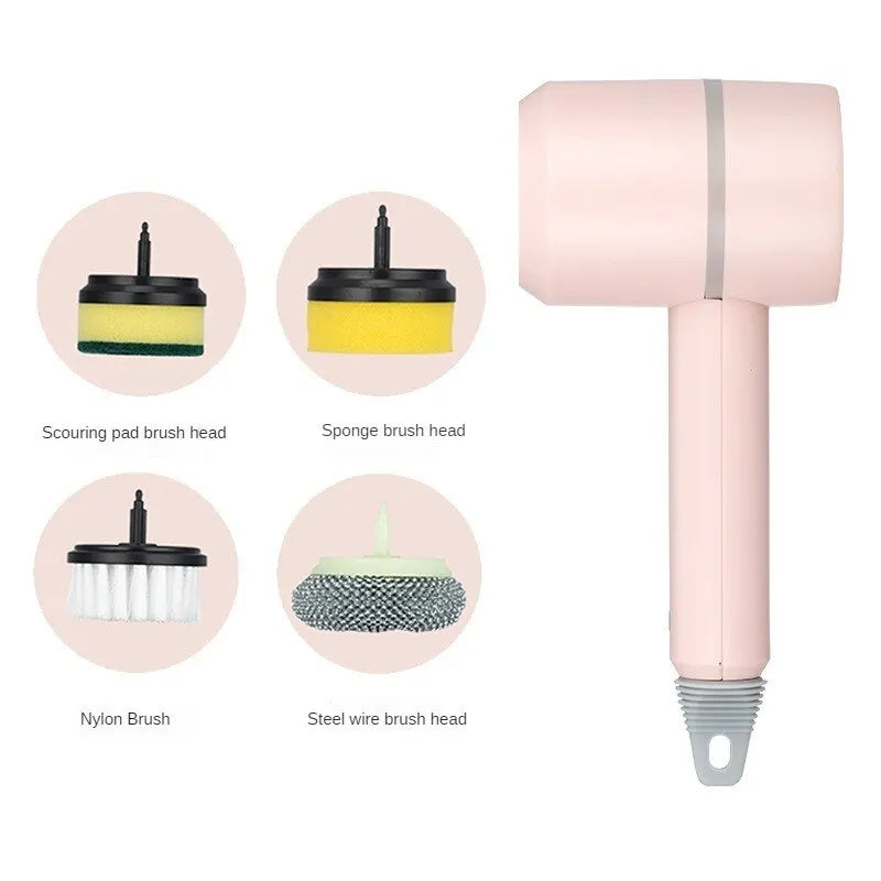 4 In 1 Electric Cleaning Brush Multi-Functional Cleaning Cloth Brush Household Automatic Handheld USB Charging Kitchen Bathroom