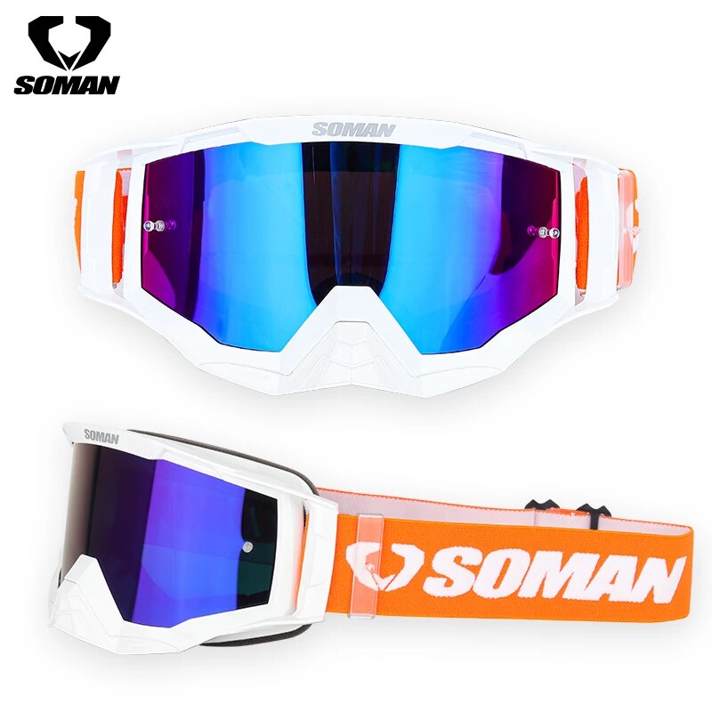 SOMAN Motocross Goggles UV Resistant Downhill Moto Glasses Dustproof Cross Glasses Bike Goggles Off Road Motorcycle Gafas Winter