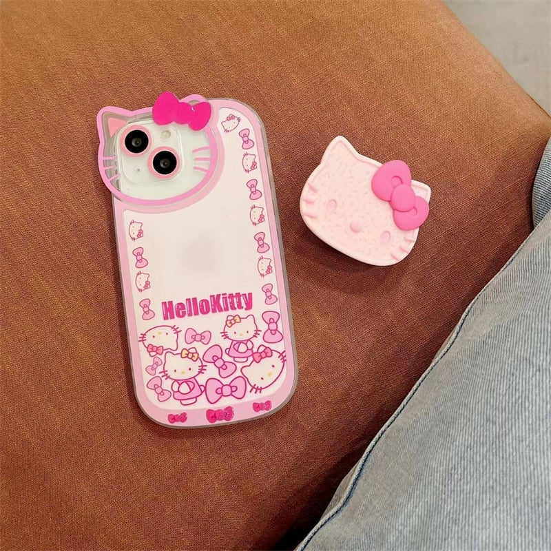 original Sanrio Hello Kitty Stand Phone Case For iPhone 14 11 13 12 Pro Max XR XS 7 8 Plus SE 2 Shockproof Cover Y2K Accessories