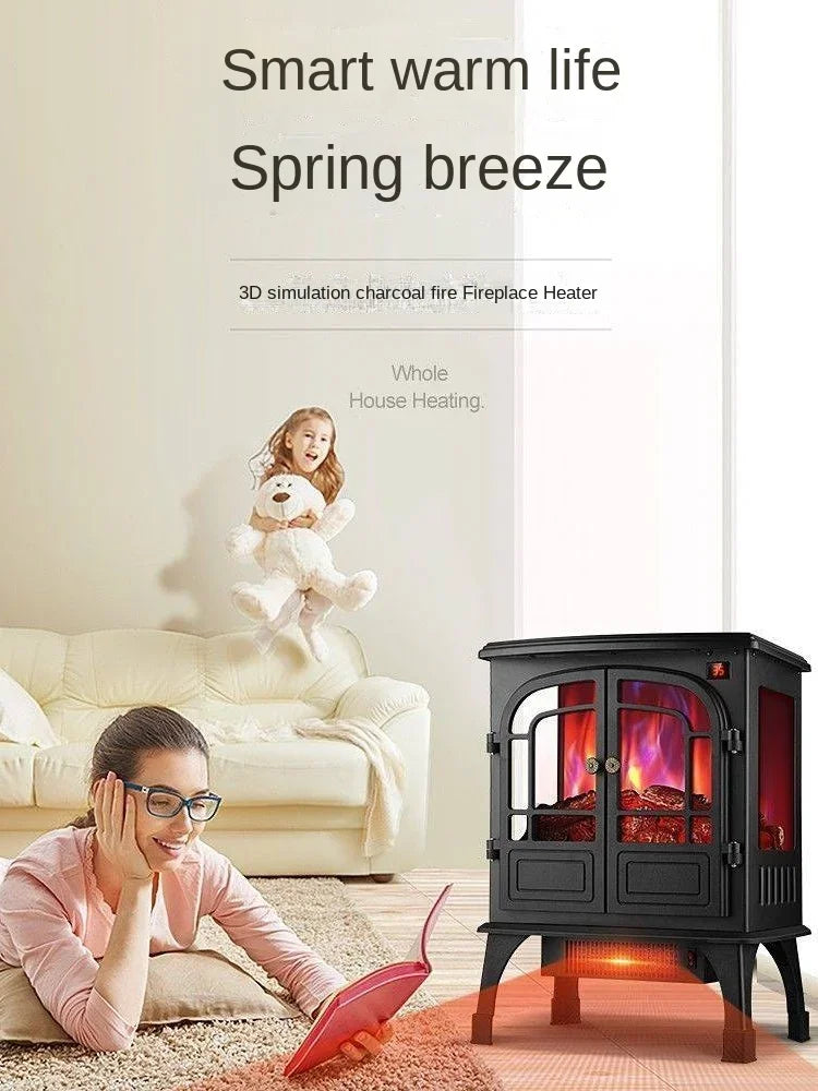 DeCarson simulation flame fireplace heater, European style heating stove, household stove, hot air, mechanical and electrical