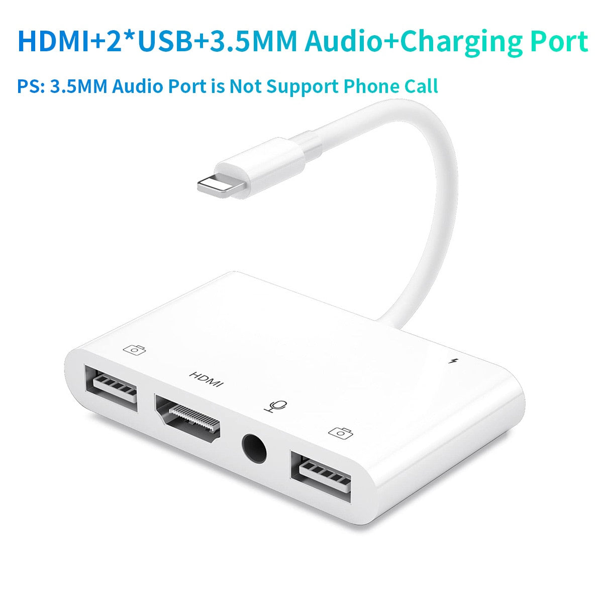 Lightning to HDMI Adapter for iPhone iPad to TV Dual USB OTG Adapter iPhone Microphone Adapter for Live-Streaming with Charging