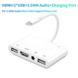 Lightning to HDMI Adapter for iPhone iPad to TV Dual USB OTG Adapter iPhone Microphone Adapter for Live-Streaming with Charging