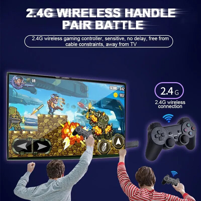 M8 Video Game Console 2.4G Dual Wireless Handle Game Stick 4K 10000 Game 64 32GB Retro Game Christmas Gift for PS1/GBA Boy