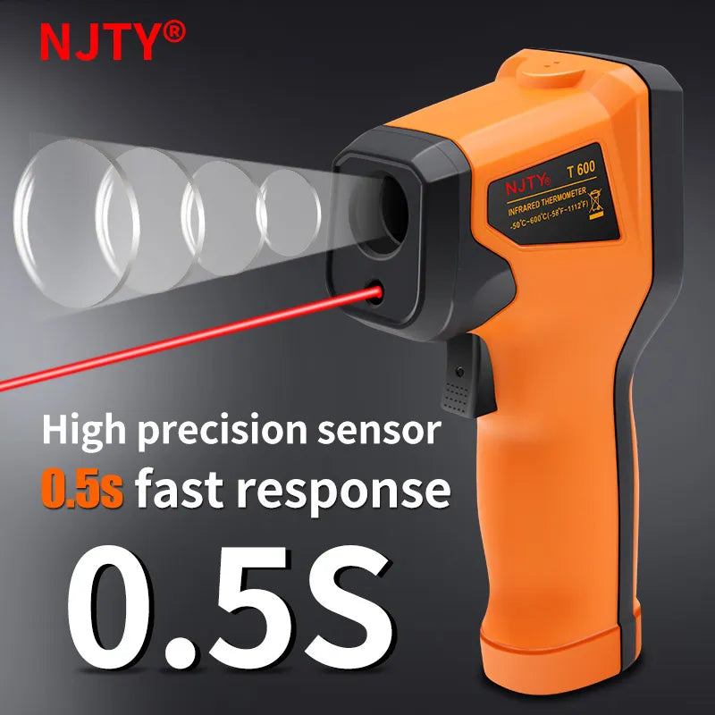 NJTY Digital Infrared Thermometer -50~600℃ Laser termometro Pyrometer Gun  Non-Contact Laser Temperature Meter Industrial Tools