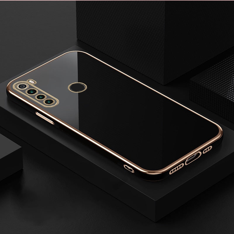 Luxury Square Plating Silicone Phone Case for Xiaomi Redmi Note 8 2021 8T 8A 7 5 Pro Coque Ultra Thin Protection Soft Back Cover