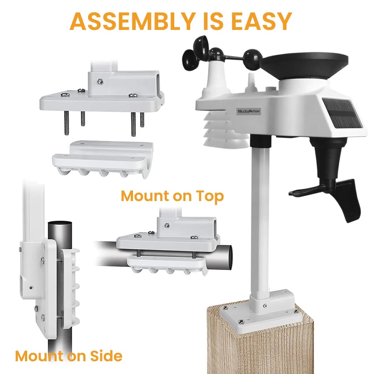NicetyMeter Replacement Wind Cups Weather Sensors All-in-one Weather Station Temperature Humidity Wind Speed & Direction Rain