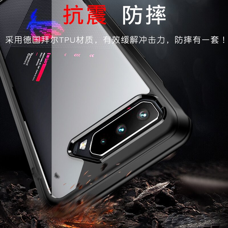 For Asus ROG Phone 5 Ultimate 5s Pro Case Ultra-thin Soft TPU Frame Transparent Acrylic Shockproof Back Cover Coque Fundas