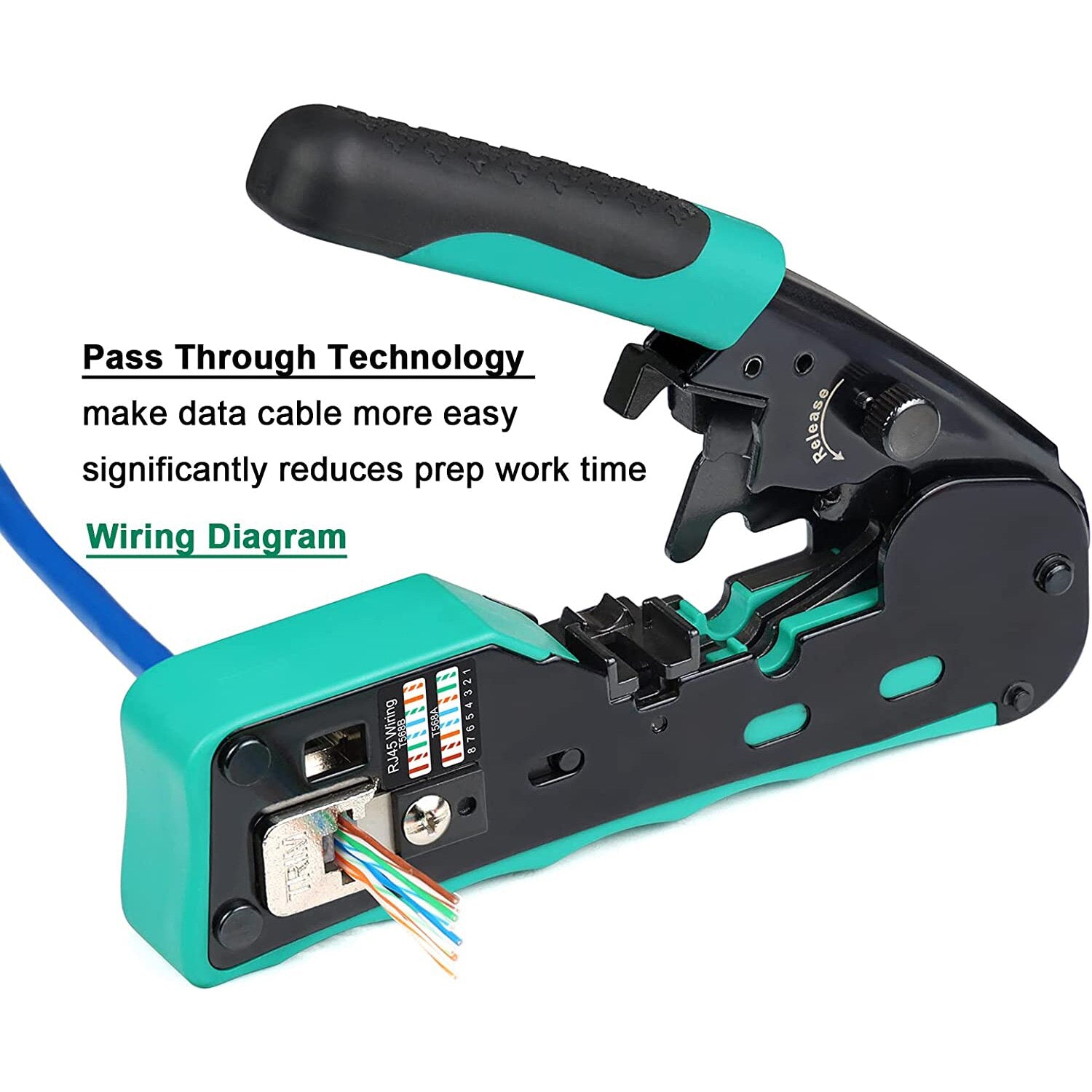 ZoeRax Pass Through RJ45 Crimp Tool Cat5e Cat6 Cat6a Cat7 Crimping Tool for RJ11/RJ12 Standard, RJ45 Pass Through Connectors