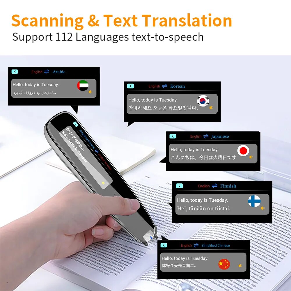 Scan Reader Pen X2/X3 Translatorand Reading Pen for Dyslexia Autism Smart Voice Scan Translator Pen 112 languages translation