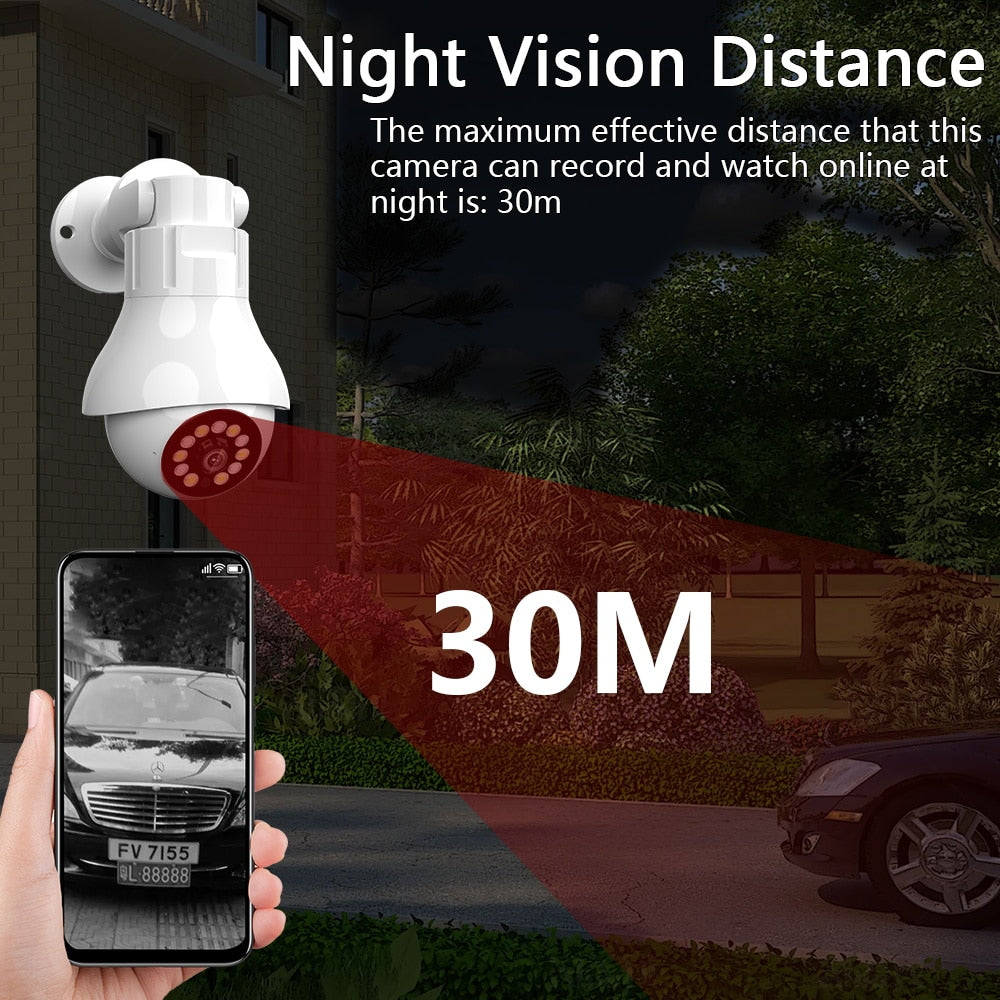 EVKVO 4MP E27 Bulb WIFI Surveillance Camera Auto Tracking 360 Outdoor PTZ IP Camera CCTV 30M Night Vision Video Security Canera