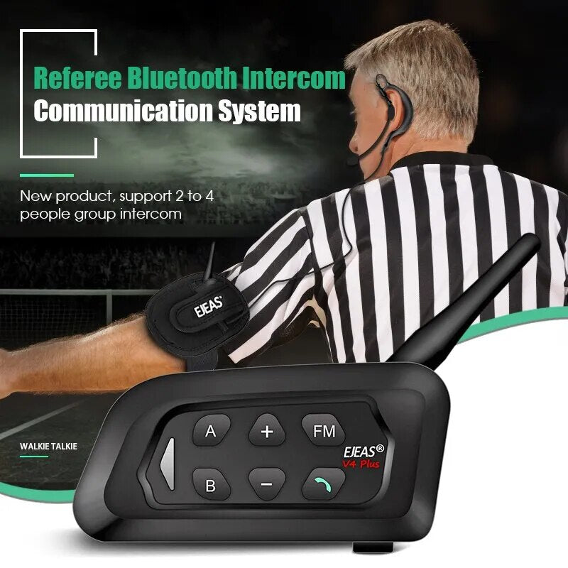 EJEAS V4C PLUS V6C PROx2 Football 3 Referee Intercom Headset 1200M Soccer Full Duplex Bluetooth Interphone Handbag