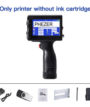 Phezer P15 QR Bar Batch Code Date Number Logo Expiry Date Label Printer 12.7mm Handheld Inkjet Printer 25 Languages Portable