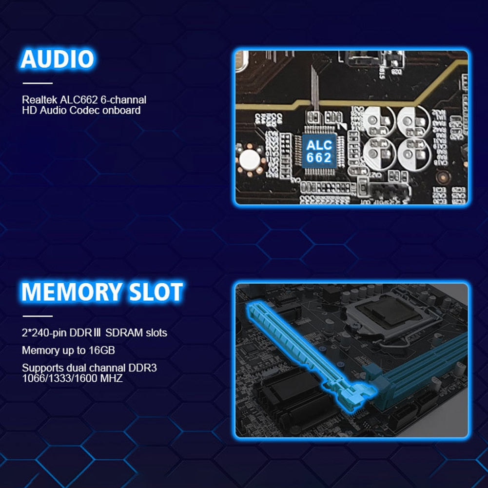 H81 Desktop Computer Mainboard 2 X 240-pin DDR3 SDRAM Slot Micro-ATX LGA1150 16GB I/O Interface VGA+HDMI-Compatible+RJ45 Port