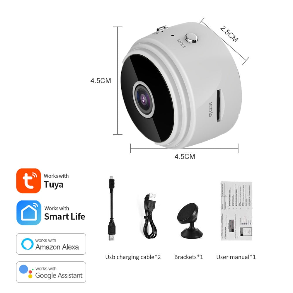 A9 Mini Tuya Full 1080P HD Surveillance Camera  Wireless Home Wifi Camera Night Vision  Small Smart Children's Pet Baby Monitor