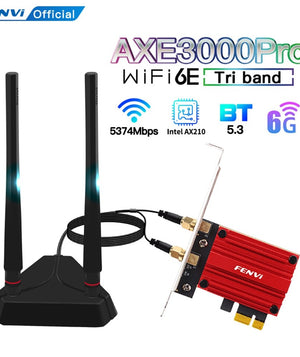FENVI WiFi Adapter WiFi 6E AX210 5374Mbps Tri Band 2.4G/5G/6Ghz Blue-tooth 5.3 802.11AX Game Red Wireless Network Card Win10/11