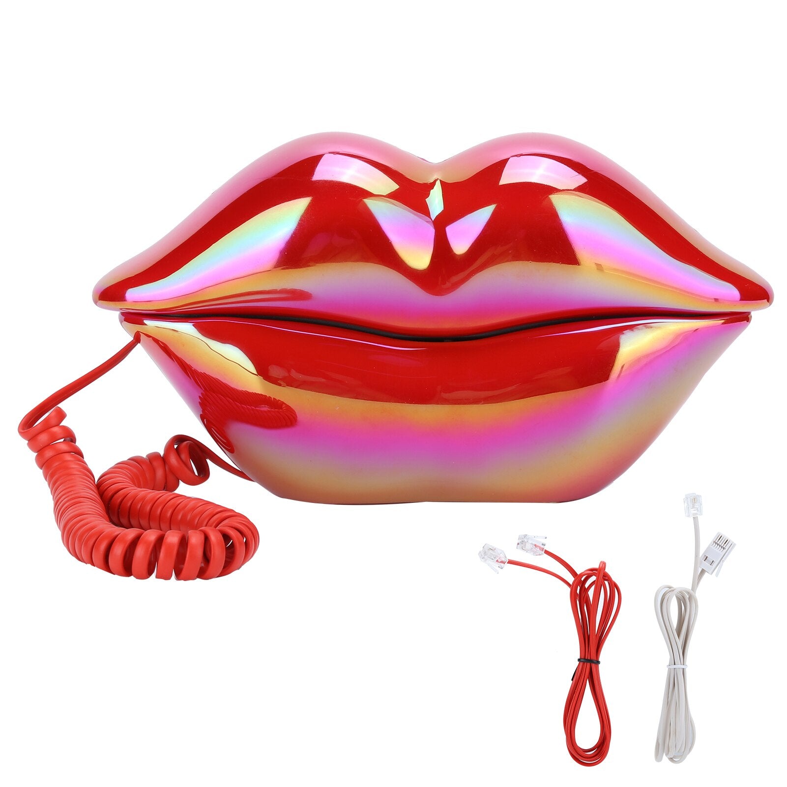 Lips Shape Landline Telephone Corded Phone Colorful Electroplating Phone Re-dial Function For Hotel