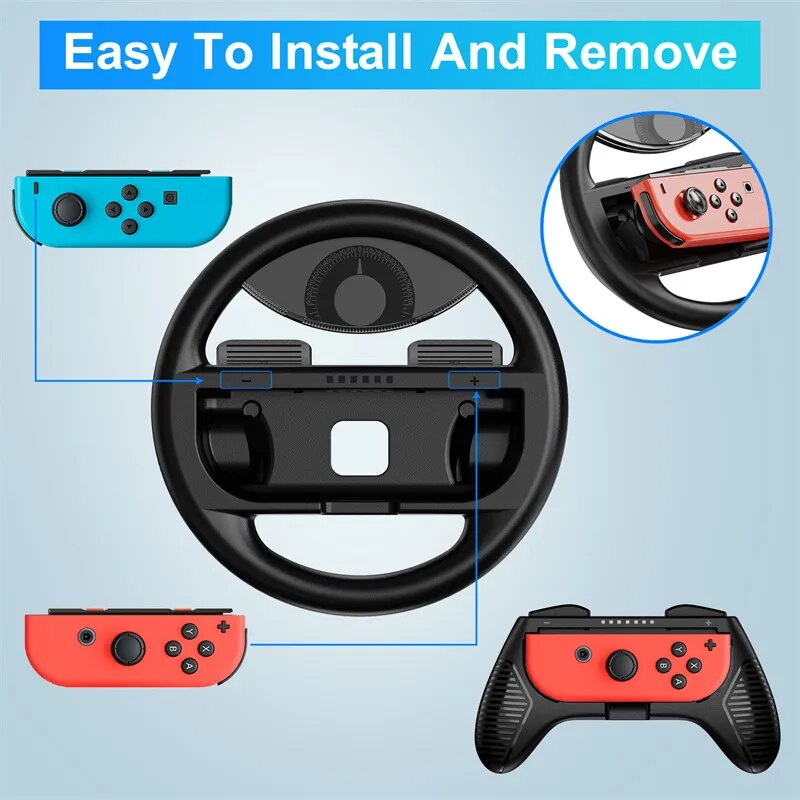 LinYuvo 4Pcs Left Right Game Steering Wheel Controller Handle Holder Grip Joypad Controller Gamepad For Nintendo Switch/OLED