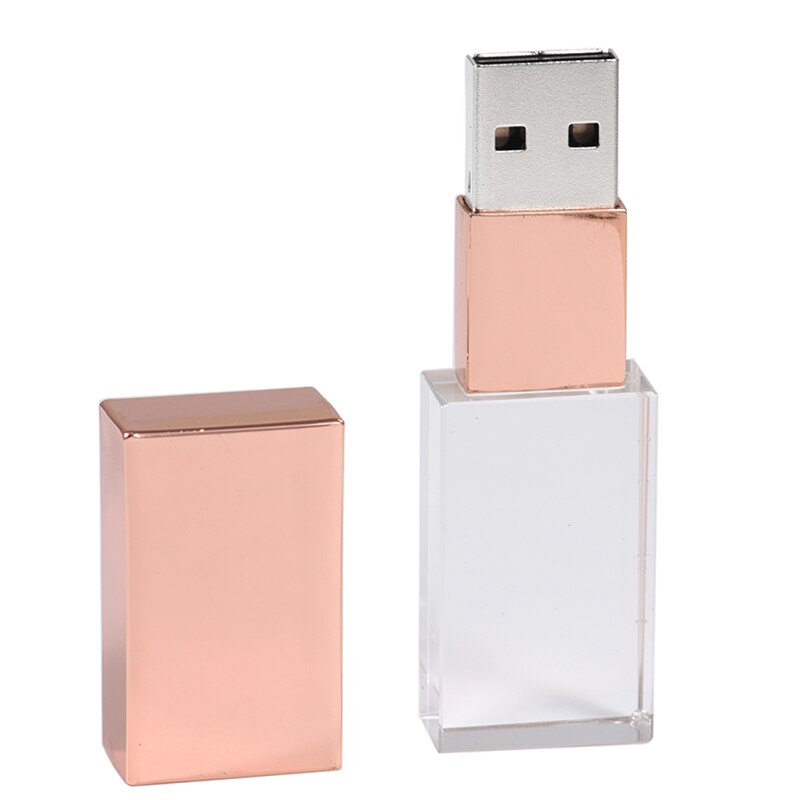 Crystal with Box USB Flash Drive 64GB Free Custom Logo Pendrive 32GB Father's Day Gift USB 2.0 Memory Stick 16GB Pen Drive 8GB