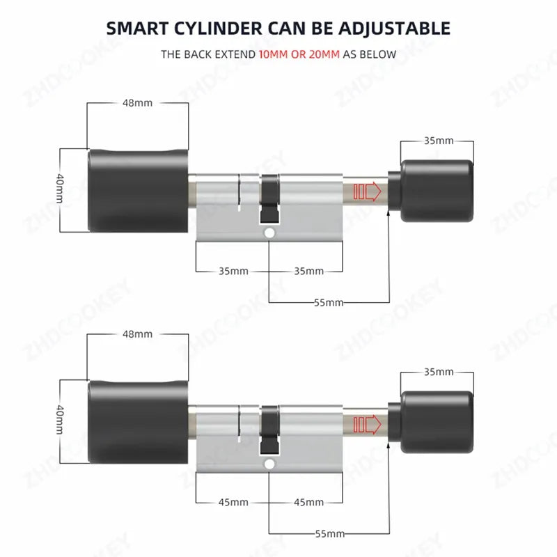 Smart Lock Cylinder Tuya BLE Europe Biometric Fingerprint IC Card APP Keyhole Invisible DIY Extension Size Electronic Door Locks