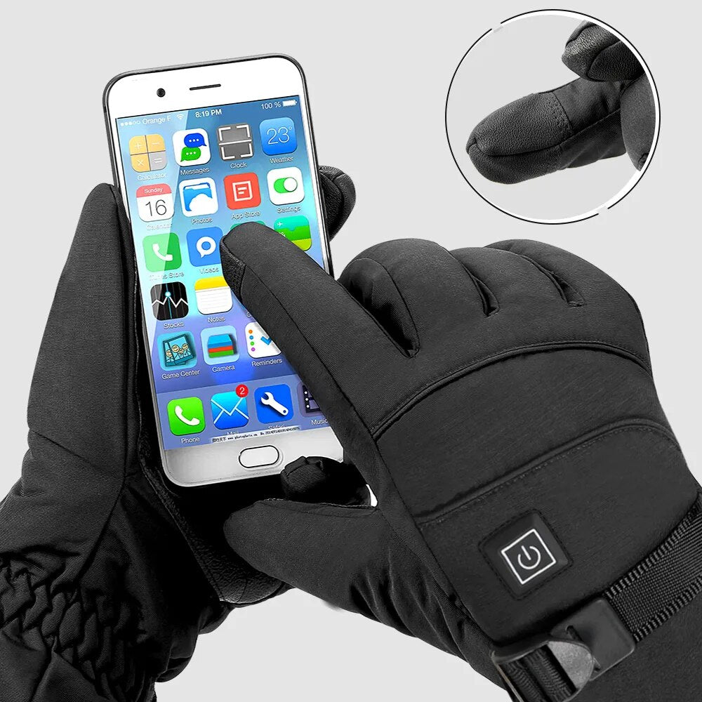 Motorcycle Heated Gloves New Battery Powered Winter Waterproof Heated Gloves Windproof Motorcycle Riding Warm Gloves