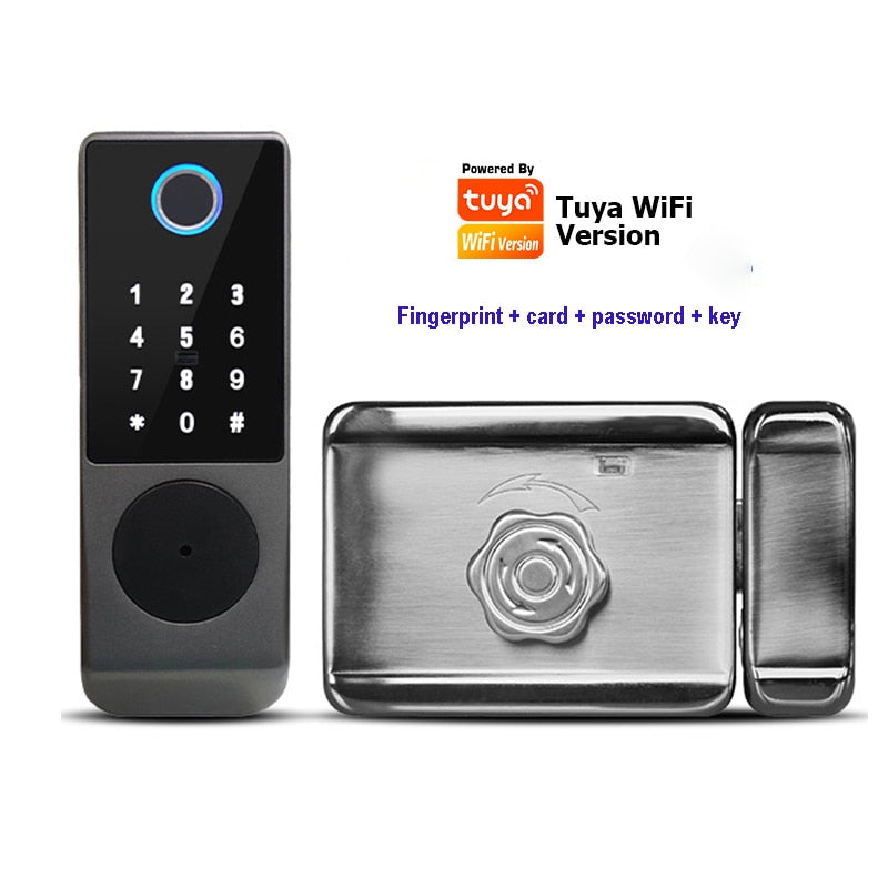 Fingerprint Lock Waterproof Tuya Wifi Remote Control Bluetooth TTLock App Card Digital Code Keyless Electronic Smart Door Lock