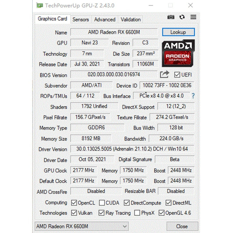 SOYO RX 6600M 6600 Graphics Card 8GB GPU GDDR6 8Pin 128Bit 7NM Computer Video Card Support AMD Intel Desktop CPU placa de video