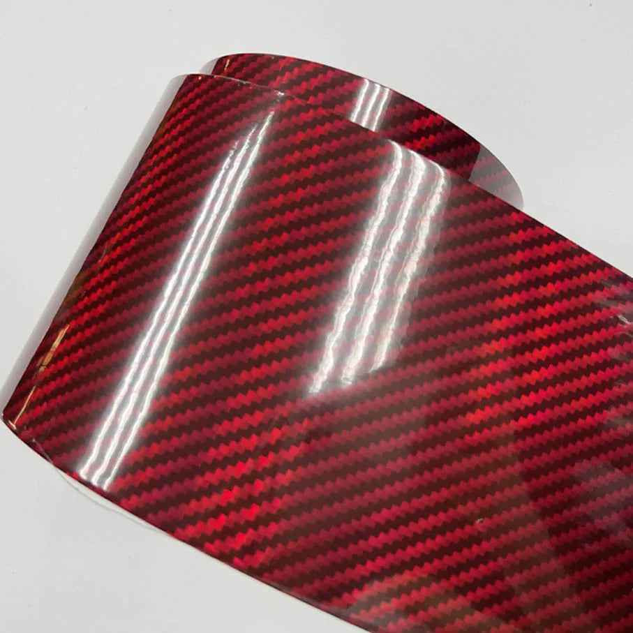 Super Glossy 10cm width Red Holographic Carbon Fiber Vinyl Wrap DIY Car Laptop Decal Sticker Self Adhesive Sheet
