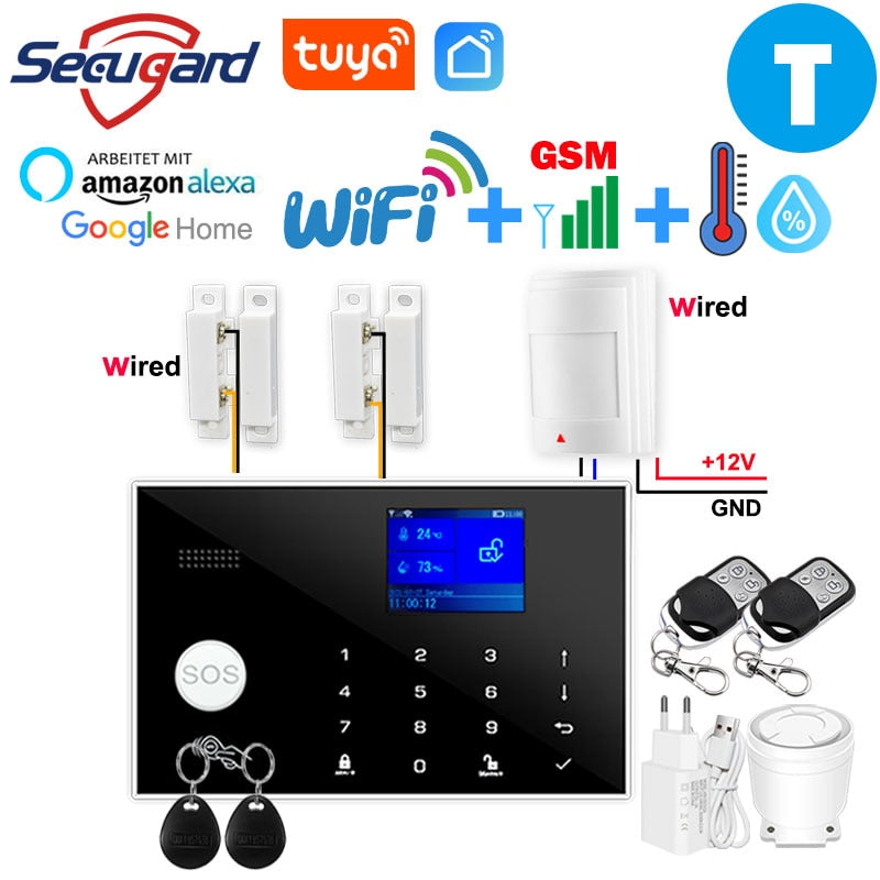 WiFi GSM Alarm System Tuya Smart Home TFT Screen RFID APP Touch Keyboard House Burglar Security Alarm Support Voice Switching