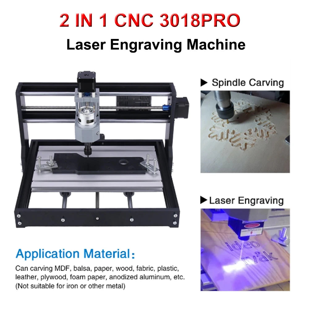 CNC 3018Pro Woodworking Engraving Machine 7W-20W Laser 3-Axis GRBL Controller Engraving Machine For Carving Plastic Wood Acryli