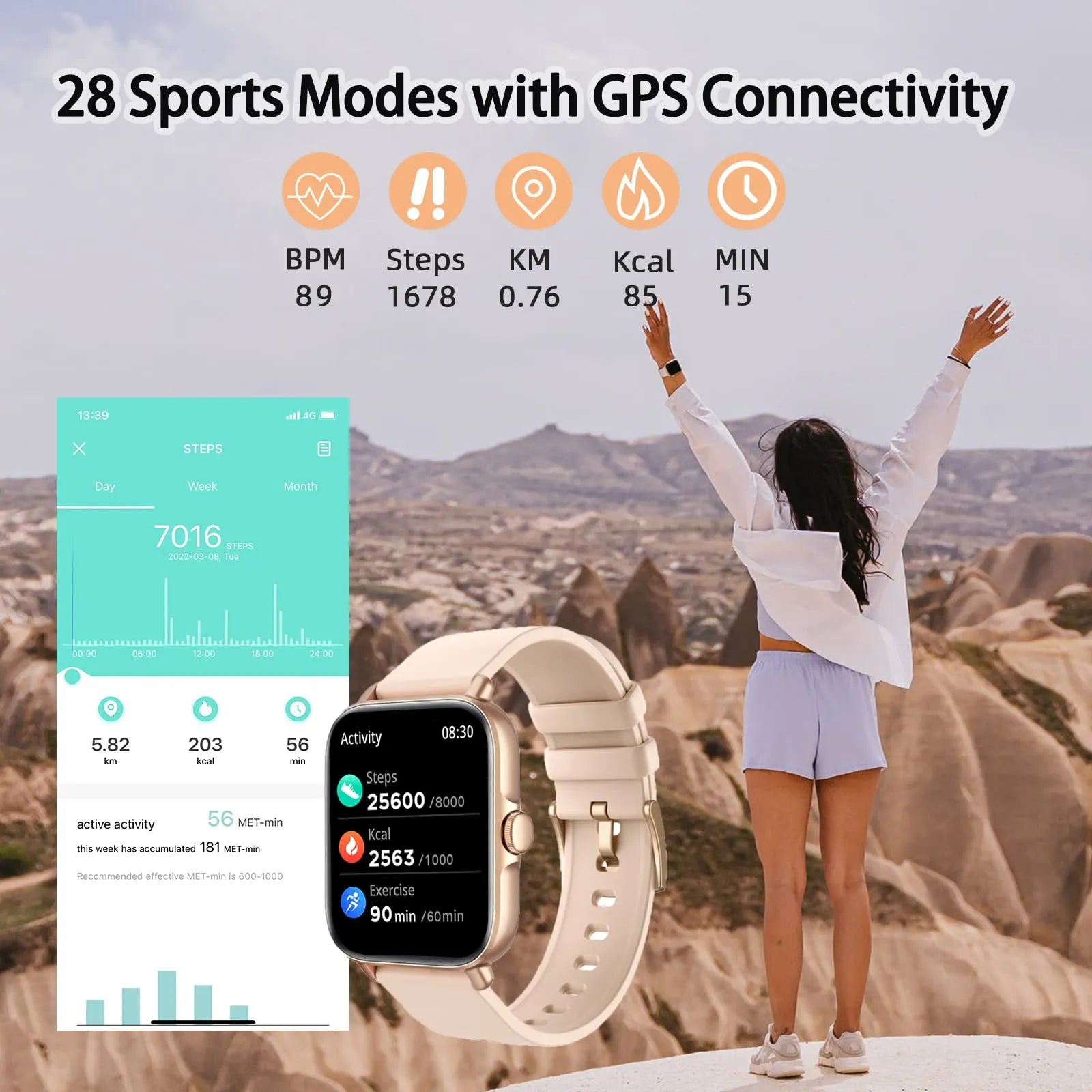Lenovo New Women Ladies Smart Watch Heart Rate Sleep Blood Oxygen Fitness Tracker Bracelet for Android  iOS Men Sport Watch 2023
