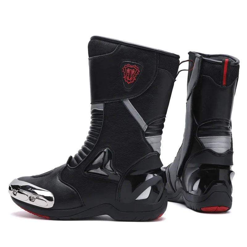 Motorcycle Men Boots Racing Black Shoes Riding Breathable Soft Off-road Motorbike  Elasticity Reflective Anti-kick Protection