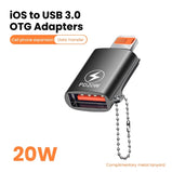 20W Fast Charging OTG Adapter For iPhone 14 13 12 iPad Tablet U Disk Lightning Male to USB 3.0 Female Adapter Converter For IOS