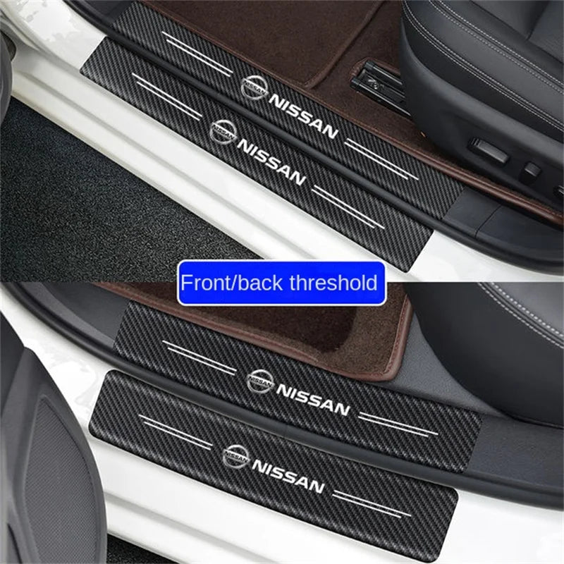 4 carbon fiber car threshold anti-scratch protection sticker Nissan Xuanyi Qijun Tiana Tiana Zida car threshold protection anti-