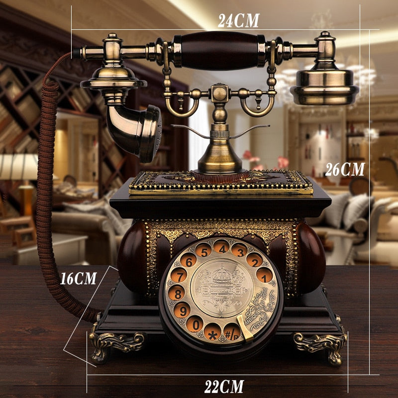 Antique Old Telephone Novel European Vintage Fashion Solid Wood Home Retro Wired Fixed House Phone Nostalgic Landline For Office
