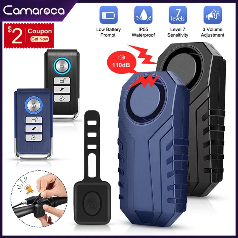 Camaroca Wireless Bike Alarm Remote Control Waterproof Electric Motorcycle Scooter Bicycle Security Protection Anti theft Alarm