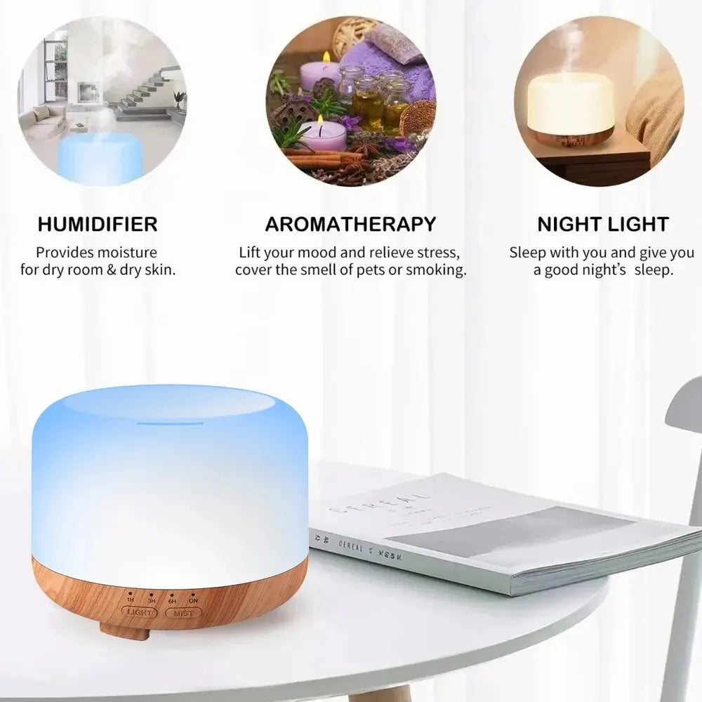 Aroma Diffuser Air Humidifier 300ML Ultrasonic Cool Mist Maker LED Essential Oil Remote Control Mute Color Aromatherapy Machine