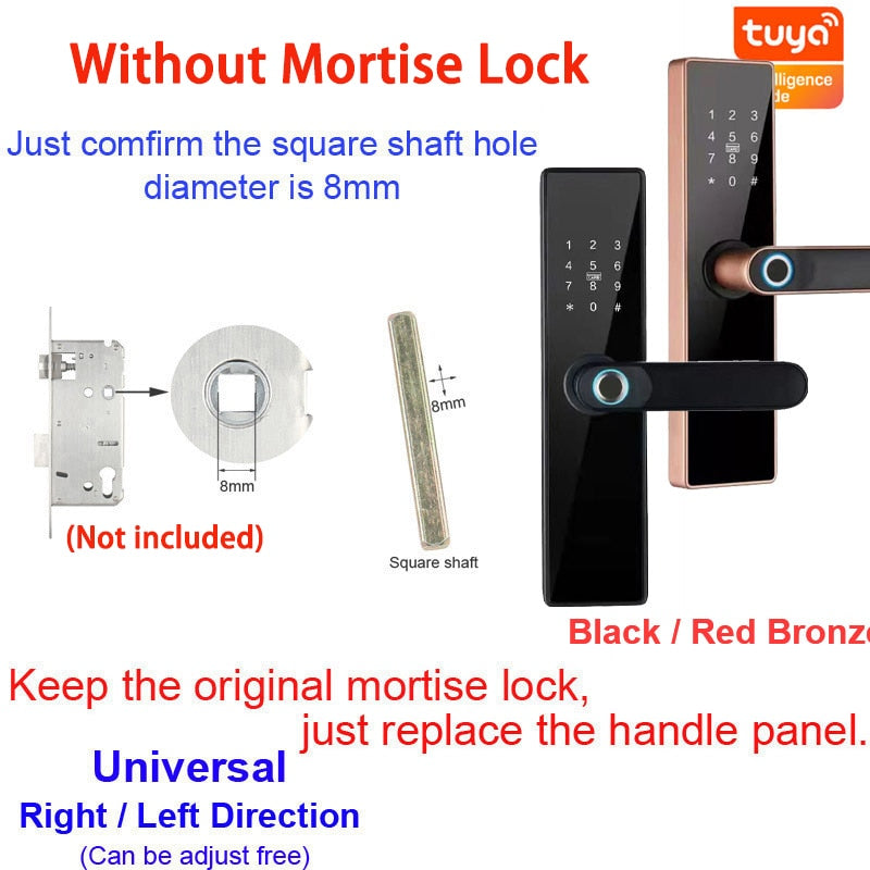 NEW RAYKUBE H4 Tuya Electronic Lock Wifi Smart Door Lock Fingerprint Lock Password IC Card Key USB Charge For Smart Home