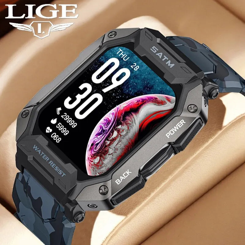 LIGE New Smart Watch For Men Bluetooth Full Touch Screen 5ATM Waterproof Watches Sports Fitness Smartwatch Man Relogio Masculino