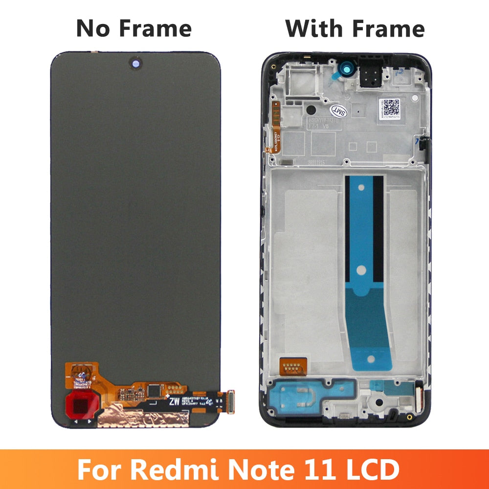 6.43" AMOLED Screen Replacement for Xiaomi Redmi Note 11 2201117TG Lcd Display Digital Touch Screen with Frame for Redmi Note 11