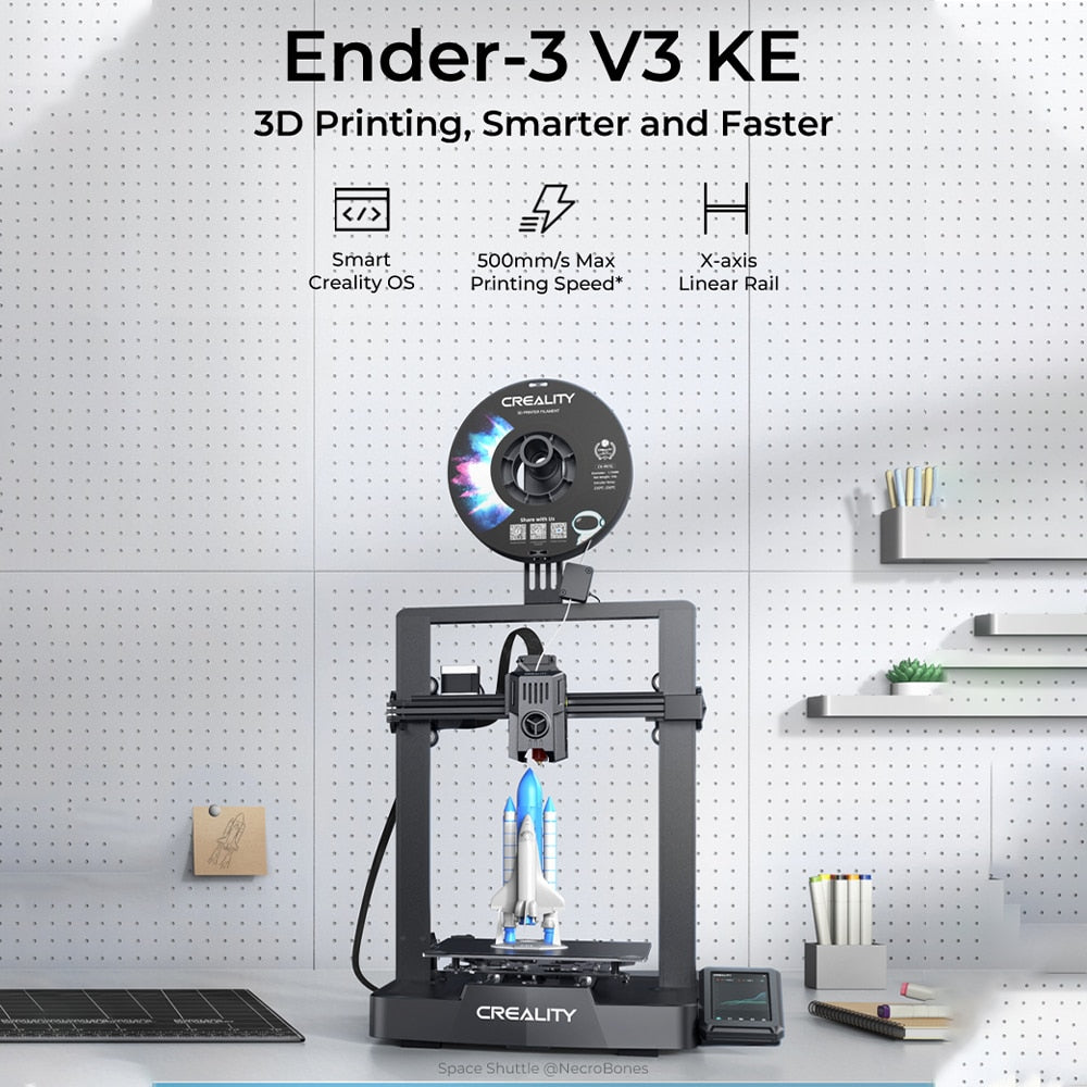Creality New Ender-3 V3 KE 3D Printer 500mm/s Fast Printing Speed Smart Creality OS X-AxisLinear Rail Double Fans Smart Ul 60W